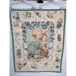 Child‎ & Bunny Handmade Quilted Baby Blanket Nursery Decor 36"x44"